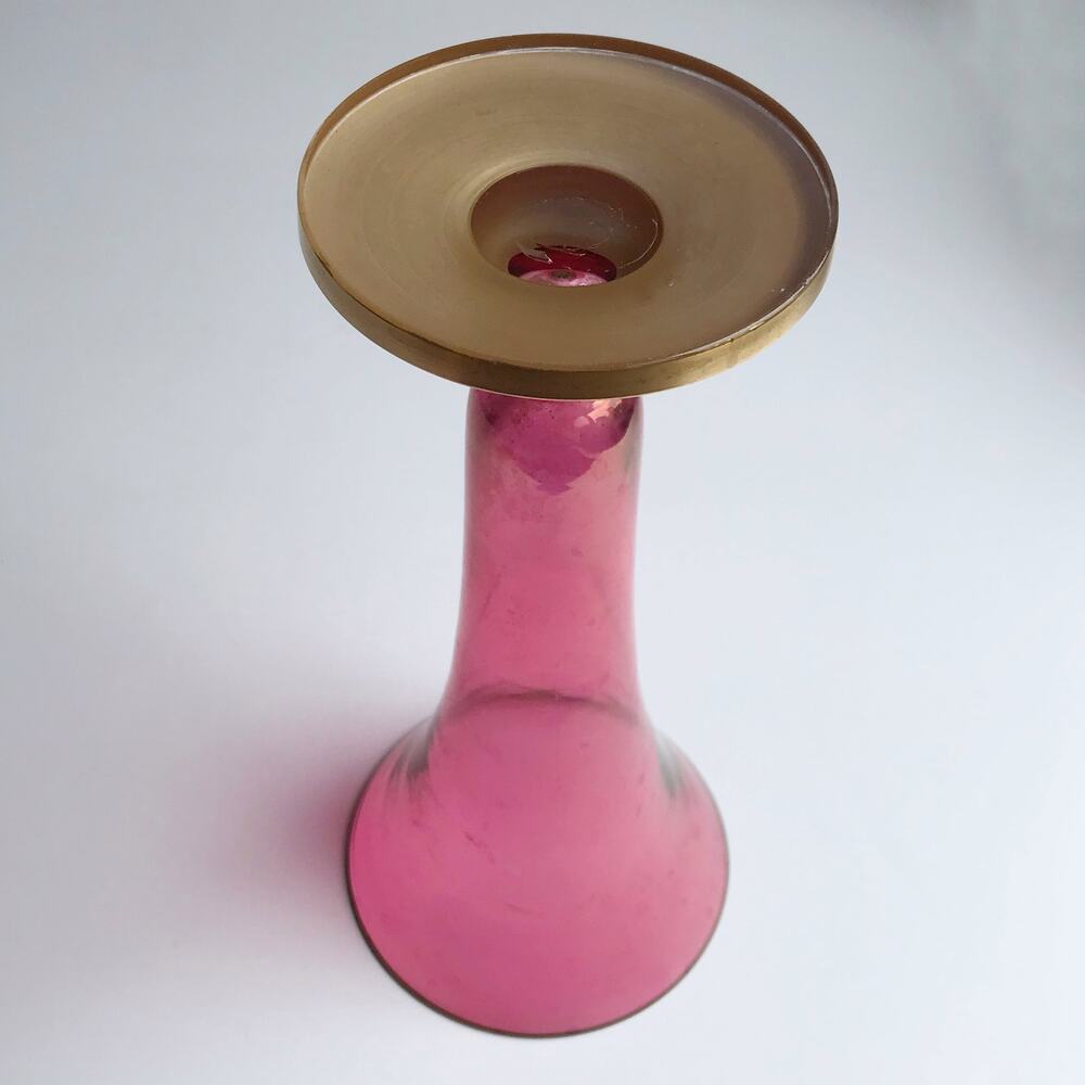 Vintage Gold Red Fluted Glass Vase MCM Home Decor Dark Romantic - Picture 5 of 7